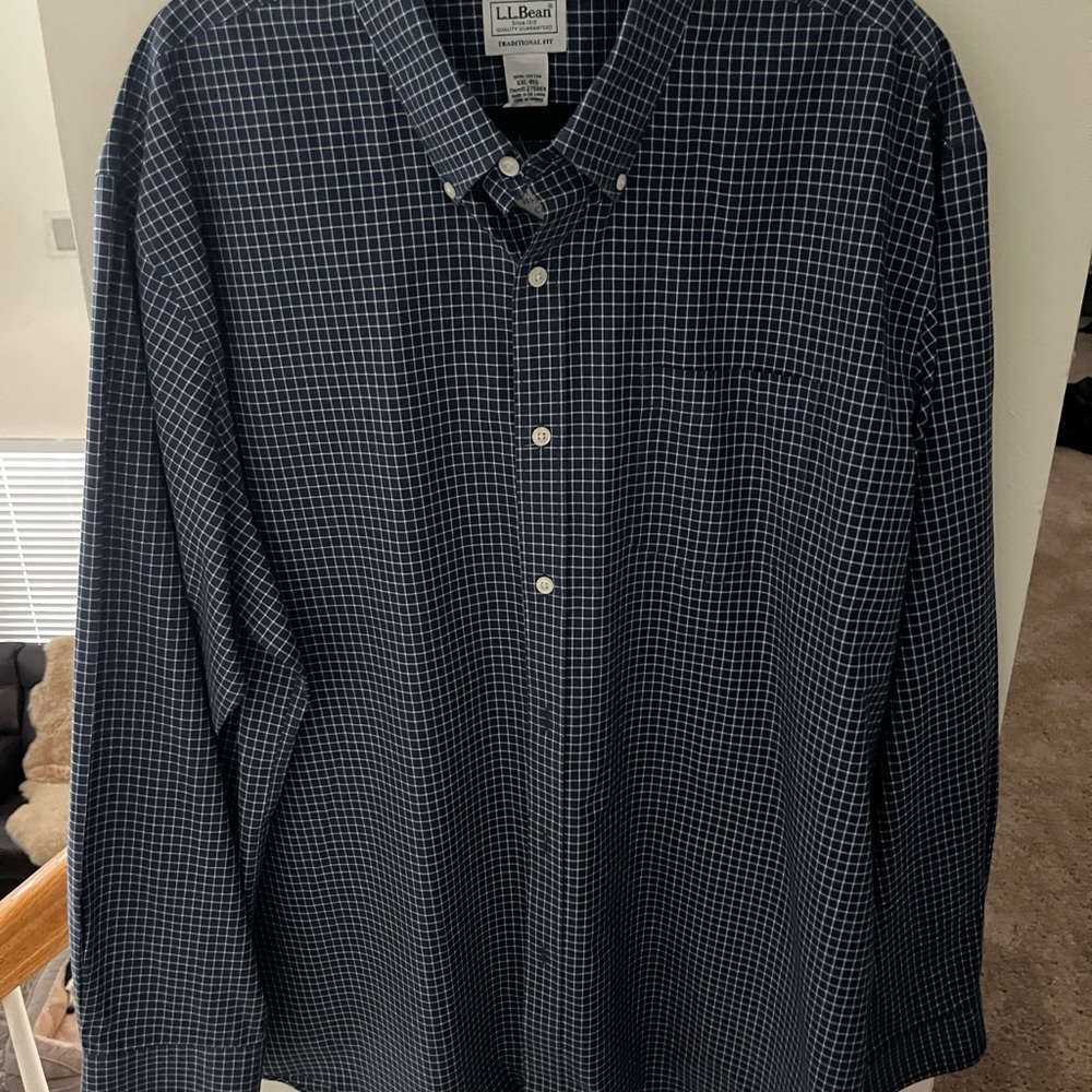 L.L. Bean Men's Blue Plaid Button-Down Shirt